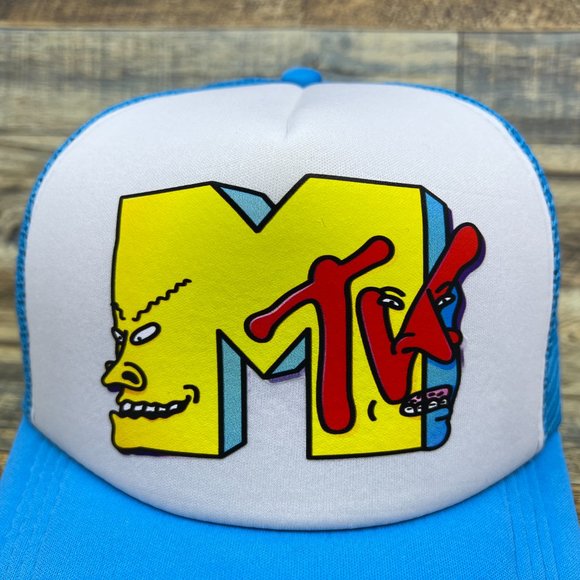 MTV Beavis And Butthead Mens Trucker Hat Blue Snapback 90s Retro TV Baseball Cap - Picture 3 of 8